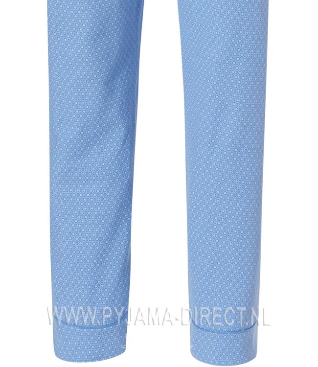 men's long sleeve 100% cotton flannel full button light sky blue pyjama with long matching pants 'inner circles'