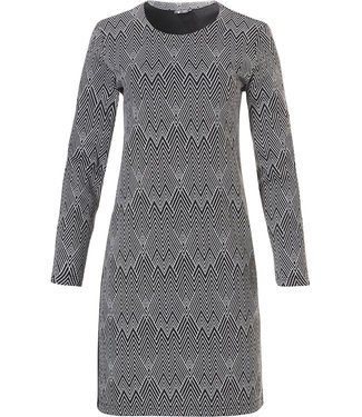 Pastunette Deluxe long sleeve jacquard fleece homewear dress 'modern herringbone pattern'