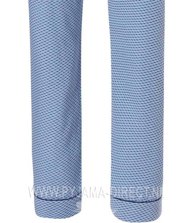 men's long sleeve 100% cotton flannel full button light fresh blue pyjama with long matching pants 'circles & squares'