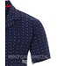 blue cotton short sleeved full button men's pyjama top ' trendy triangles'