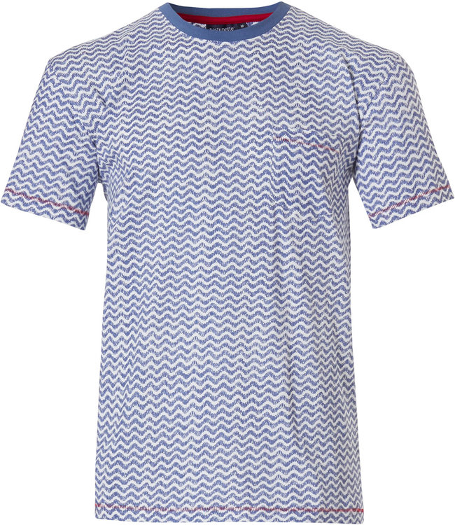 Pastunette for Men mens Mix & Match light blue short sleeve cotton top 'cool lines'