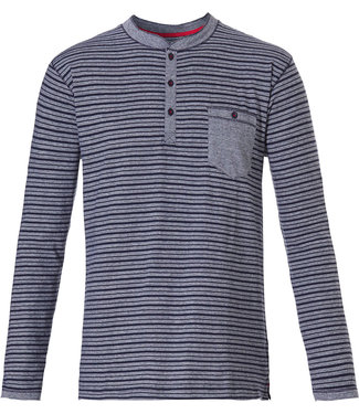 Pastunette for Men Mix & Match, katoenen, heren pyjama top met lange mouwen en 3 knoopjes