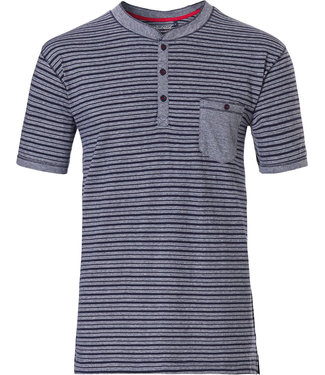 Pastunette for Men mens Mix & Match stripey short sleeve, cotton top with 4 buttons