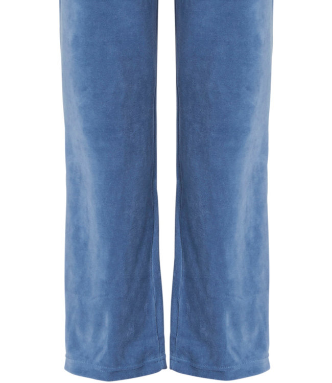 blauw velours huispak met knopen