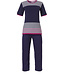 short sleeve ladies pyjama with 3/4 pants 'horizontal eden stripes'
