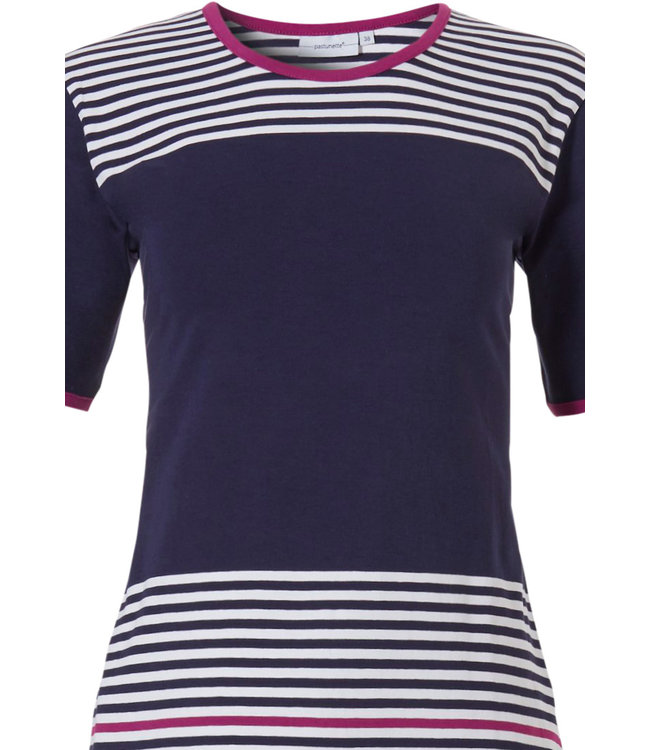 short sleeve ladies pyjama with 3/4 pants 'horizontal eden stripes'