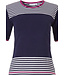 short sleeve ladies pyjama with 3/4 pants 'horizontal eden stripes'