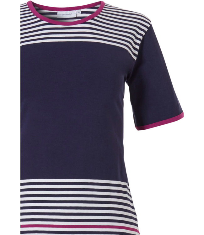 pyjama voor dames met korte mouwen en 3/4e broek 'horizontal eden stripes'