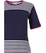 short sleeve ladies pyjama with 3/4 pants 'horizontal eden stripes'