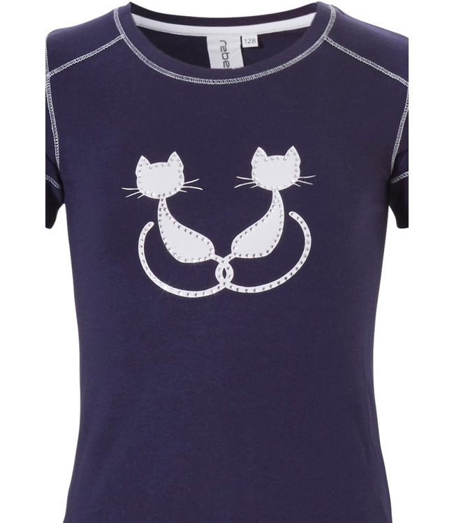 katoenen meisjes shortama met korte mouwen 'Purrrfectly in love pussycats'