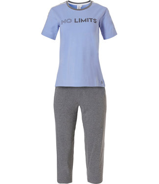 Rebelle short sleeve ladies pyjama with 3/4 pants 'NO LIMITS - sporty style'