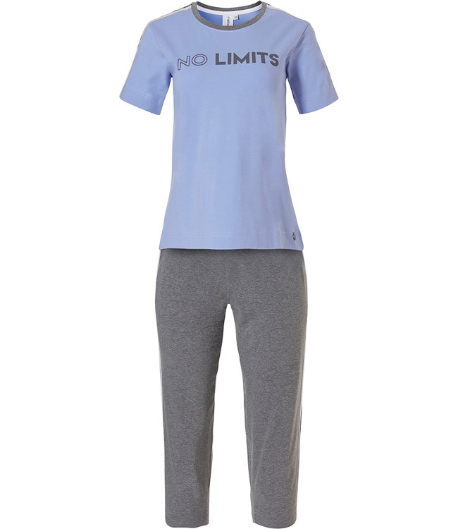 short sleeve ladies pyjama with 3/4 pants 'NO LIMITS - sporty style'