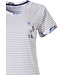 short sleeve stripey cotton 3/4 pyjama set 'stripes & little blue blossom'