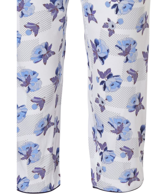 short sleeve stripey cotton 3/4 pyjama set 'stripes & little blue blossom'