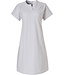 'pretty fine fine zig zag lines' short sleeve, light grey & white ladies cotton-modal nightdress with v neck