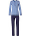 Pastunette blue long sleeve cotton pyjama with buttons 'soft & pure patterned lines'