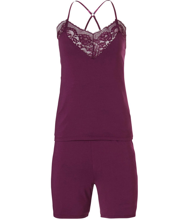 ladies luxury short set with 'cross style' straps 'beauty in lace'