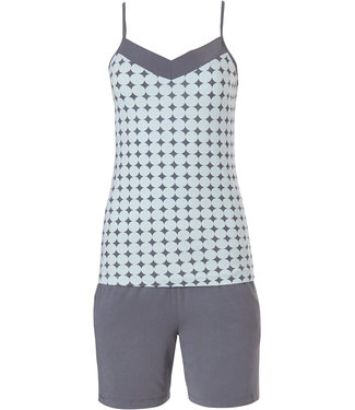 Pastunette Deluxe ladies homewear-short set with straps 'symmetrical elegant diamonds & 60's circles'