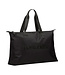 over-the-shoulder black beach bag with zip closure
