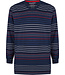 moderne, rood-wit-blauw gestreepte heren pyjama top met lange mouwen met boord