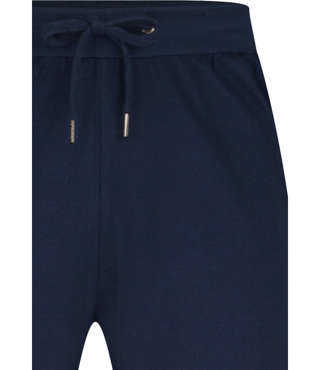 lange, blauwe, katoenen pyjama broek met boordjes voor heren