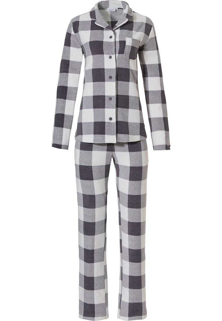 doe niet vaak controller Pastunette long sleeve full button fleece pyjama 'block chunky checks' -  Pyjama-direct