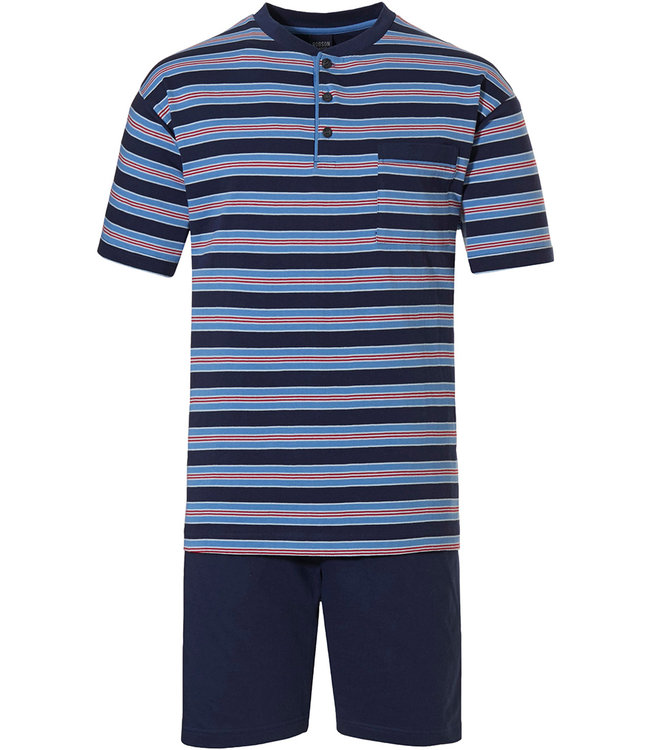 Robson men's cotton shorty set with buttons 'stripes'n'style'