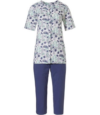 Pastunette ladies organic cotton short sleeve full button pyjama set 'spring waterflower garden'