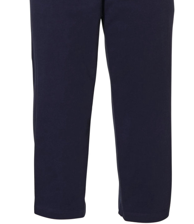 donkerblauwe katoenen dames pyjama 'fine stripes & pretty neckline'