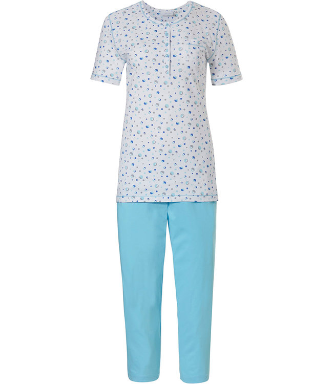 Pastunette short sleeve cotton pyjama set with buttons 'mysterious circles'