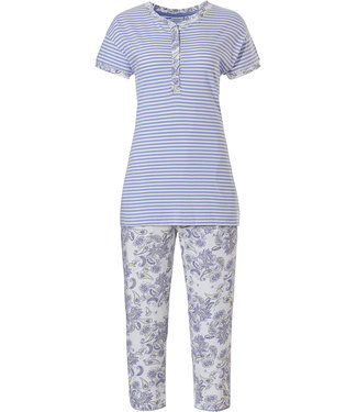 Pastunette organic cotton short sleeve stripey pyjama set 'stripes & paisley dreams'