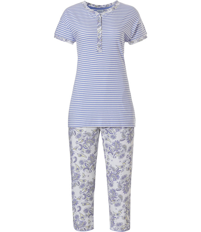 organic cotton short sleeve stripey pyjama set 'stripes & paisley dreams'