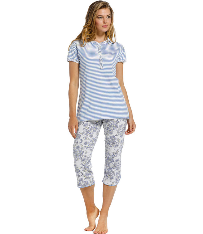 organic cotton short sleeve stripey pyjama set 'stripes & paisley dreams'