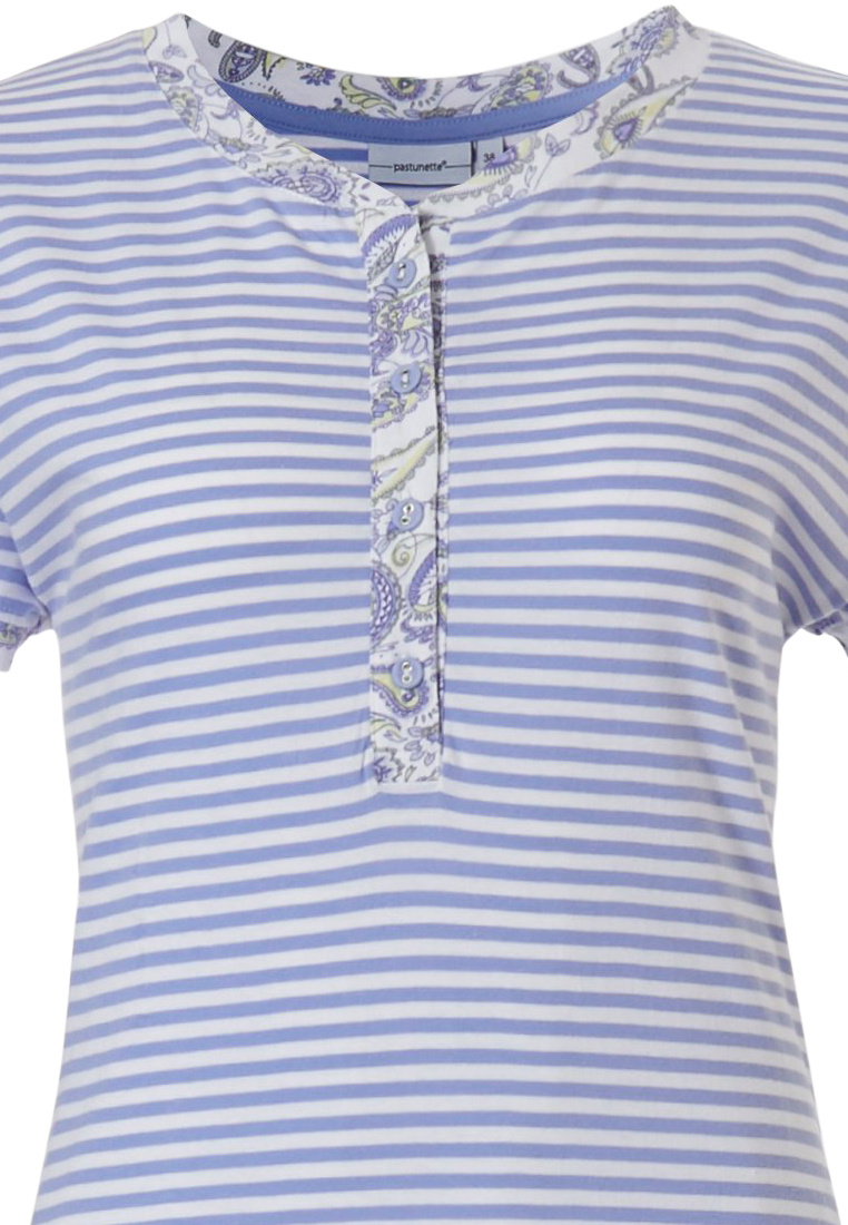 Donkerblauw gestreept t-shirt met lange mouwen en boothals - Dames