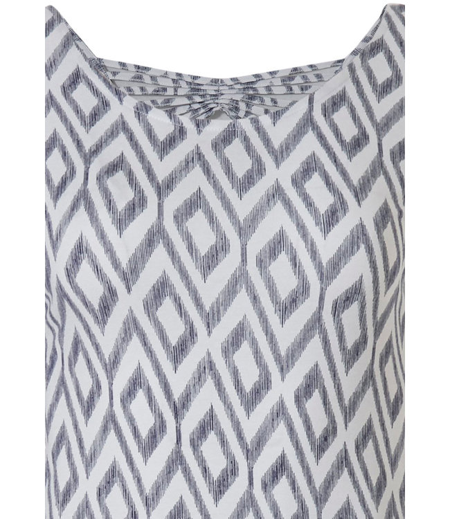 'holiday fashion' white & dark blue ladies short sleeve beach dress with pretty back details and all over 'holiday fashion' print  - A 'must have' for any Summer wardrobe!