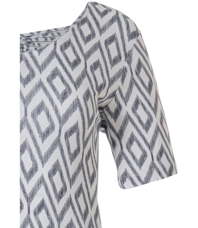 'holiday fashion' white & dark blue ladies short sleeve beach dress with pretty back details and all over 'holiday fashion' print  - A 'must have' for any Summer wardrobe!