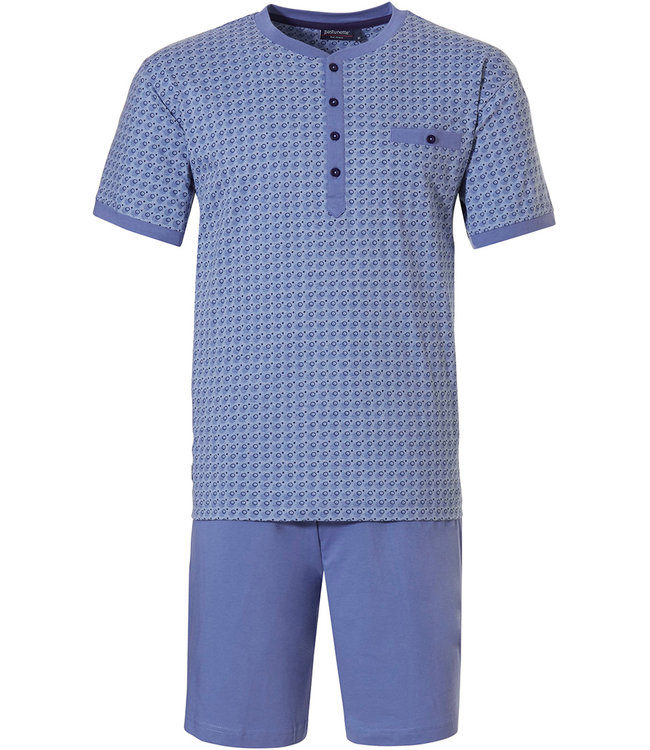 Pastunette for Men cadet blue mens shorty set 'micro dots & circles'