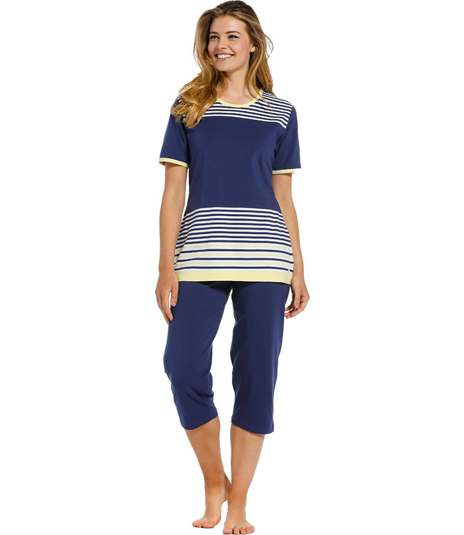 dames pyjama met korte mouwen 'horizontale eden strepen'