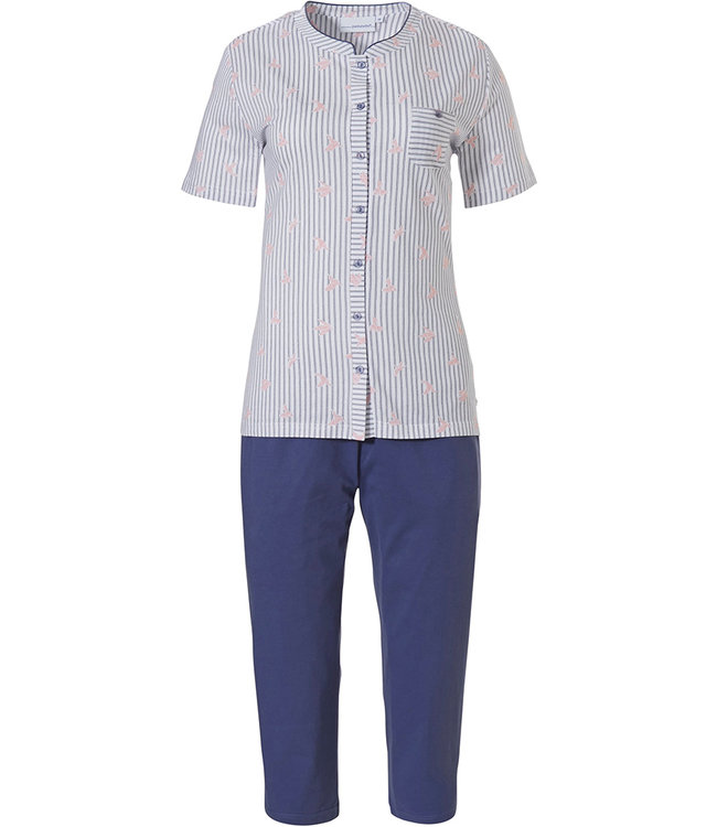 short sleeve full button cotton pyjama 'origami birds'