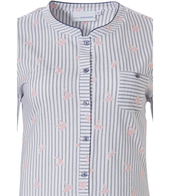 katoenen doorknoop pyjama met korte mouwen 'origami birds'