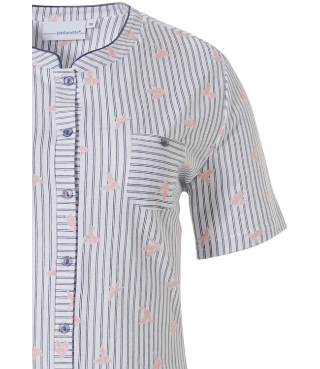 katoenen doorknoop pyjama met korte mouwen 'origami birds'