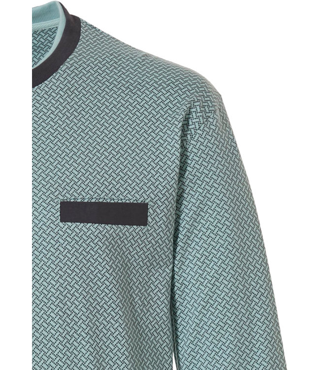 Mix & Match long sleeve, light green mens cotton top with 4 buttons
