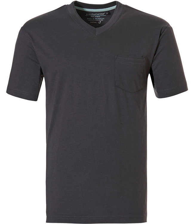 Pastunette for Men Mix & Match mens dark grey short sleeve cotton pyjama top