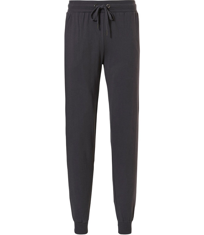 Pastunette for Men long, dark grey men's Mix & Match cotton pyjama, lounge style pants with cuffs and an elasticated tie-waist