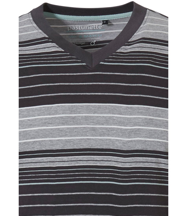 Mix & Match modern grey multi-striped men's long sleeved pyjama top