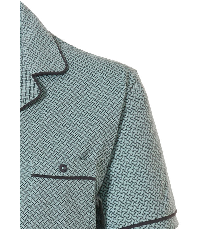 light green short sleeve mens full button cotton pyjama top 'link of bricks'