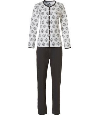 Pastunette off-white doorknoop pyjama voor dames 'circle of leaves'