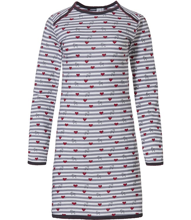 Rebelle long sleeve cotton nightdress 'stripes & poodles of love ♥ '