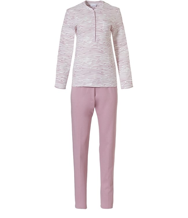 pink cotton interlock pyjama set with buttons 'feminine animal magic'