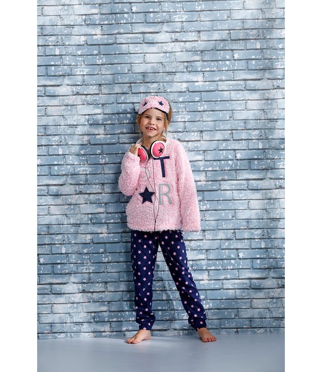 girls fleece home-lounge suit & eye-mask '★ be a star ★'